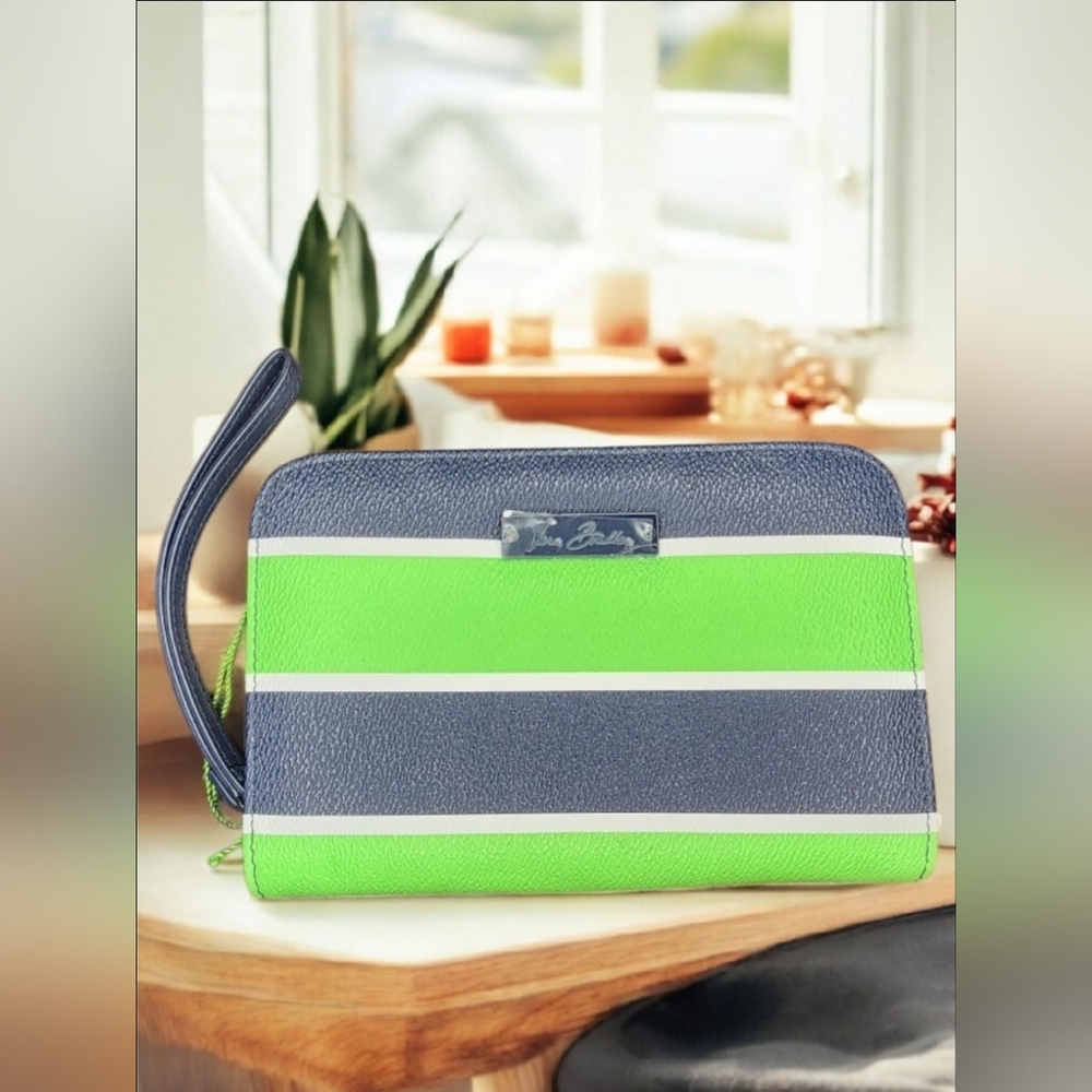 Vera Bradley Zip-Around Wristlet In Blue & Green NWOT